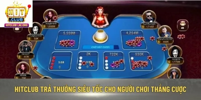 Hitclub trả thưởng siêu tốc cho người chơi thắng cược